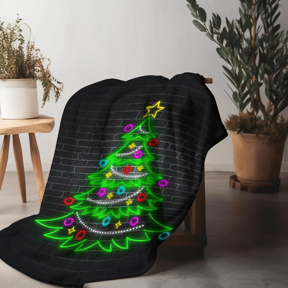 Tuniu Neon Christmas Blanket Flannel Throw Sofa Bed Room Decor Festive Gift Idea