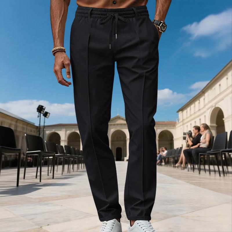 Мужские однотонные брюки большого размера, облегающие, в стиле business casual. Простой дизайн для работы и повседневной носки.