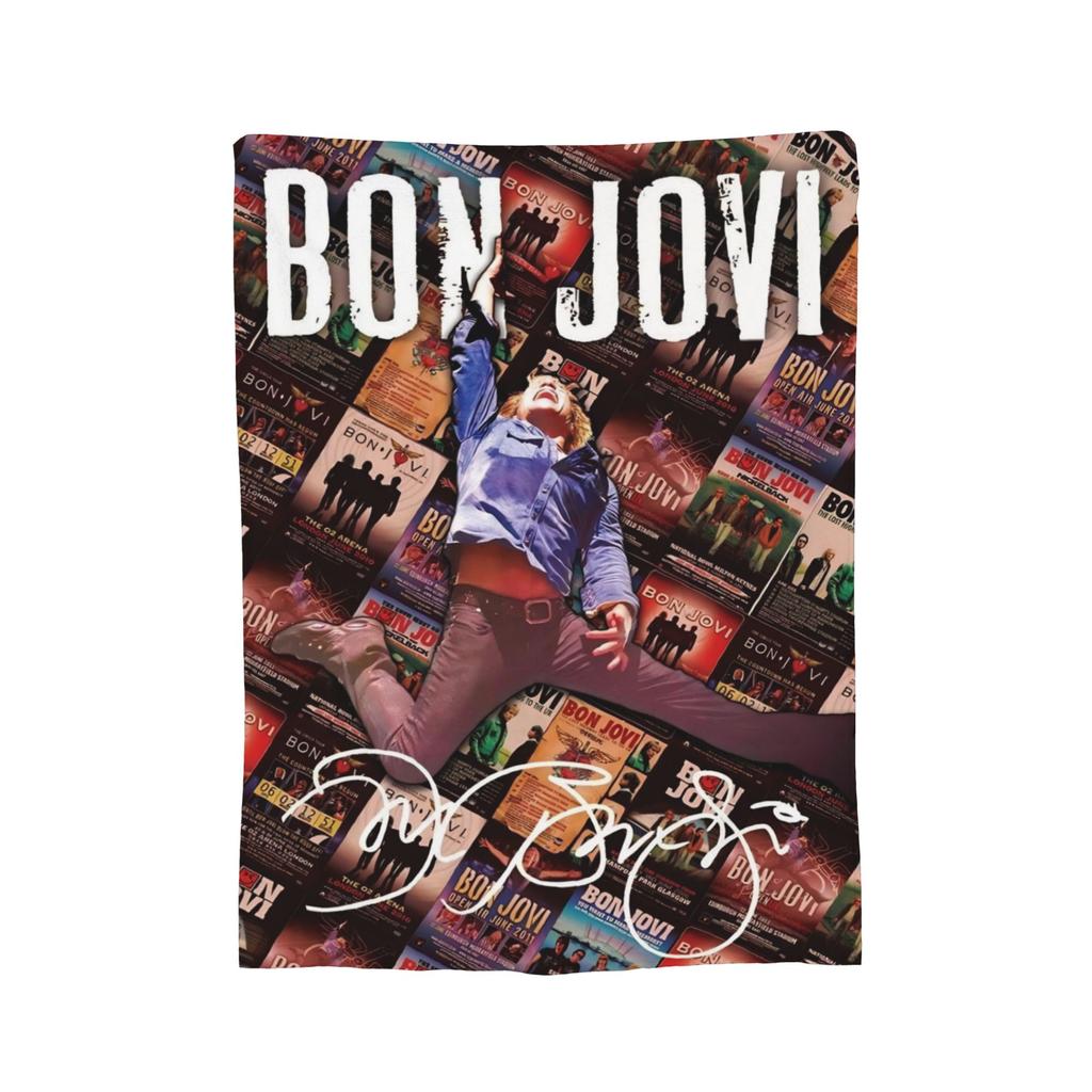 Bons Jovis s Rock Blankets Flannel Summer Air Conditioning Multifunction Super Warm Throw Blanket for Home Outdoor Quilt