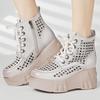 GKTINOO 2025 New Design Summer Women Boots Genuine Cow Leather Hollow Out Height Increasing 7cm Wedges Heel Platform Ankle Boots