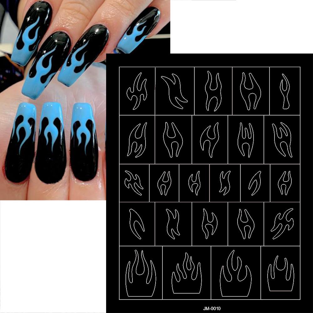 1pcs Airbrush Nail Stencils Stickers Heart Butterfly Bow Flame Star Nail Decals Paper French Nail Guides Slider Manicure Decora