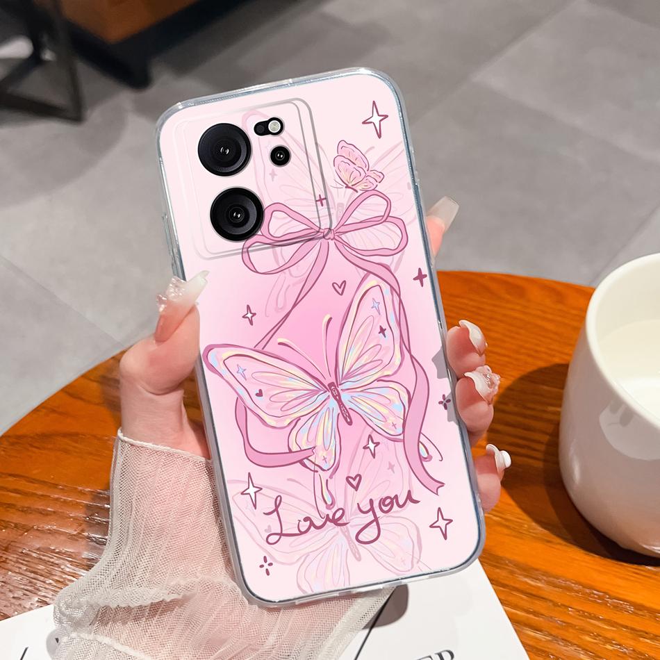 Прозрачный чехол для Xiaomi 13T Pro, мягкий ТПУ силикон, милый мультяшный задний чехол для Xiaomi 13 T 13TPro, противоударный, легкий