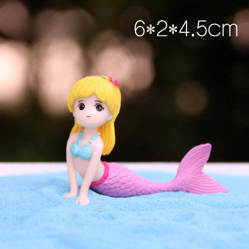 Kawaii Mermaid Figurines Mini Cartoon Mermaid Aquarium/Desk Decorations Children DIY Micro-landscape Accessories