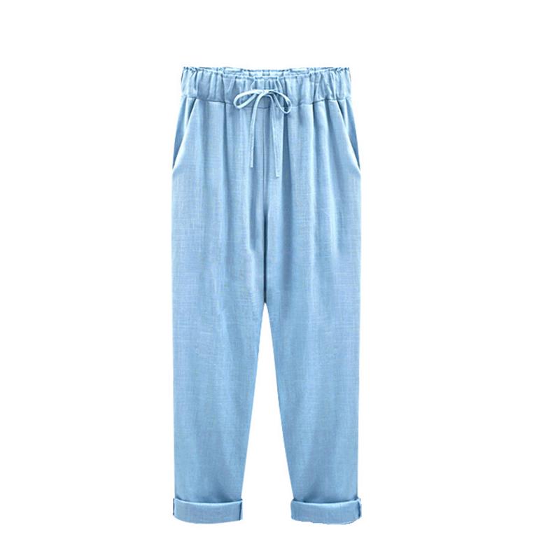 Женские модные летние большие размеры 8XL, свободные тонкие льняные удобные повседневные брюки