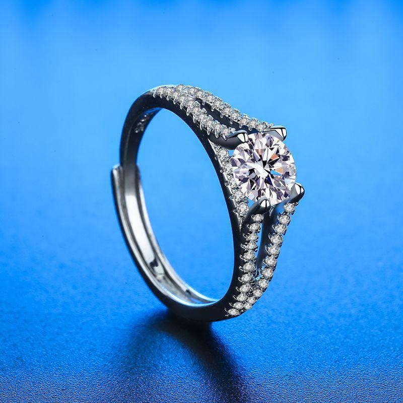 Кольцо из серебра 925 пробы Сердце AAA Циркон Открытое регулируемое Помолвочное Для женщин Свадебные Модные украшения Подарки для вечеринок