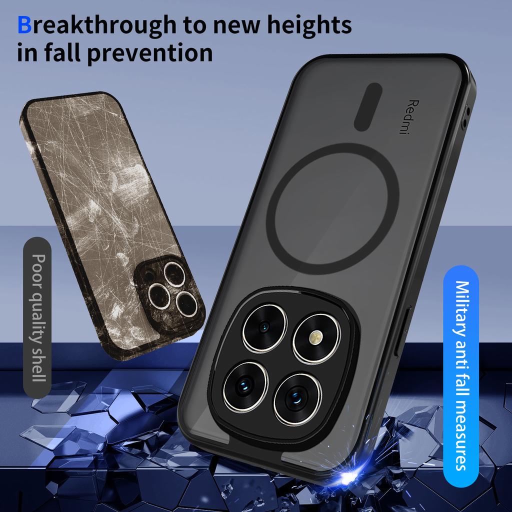 For Xiaomi Redmi Note 14 Pro+ 5G Case Shockproof Matte PC+TPU Anti-fingerprint Translucent Cover for Redmi Note 14 Pro+