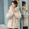 Small Velvet Thickened Parka Women's Short Waisted Cotton Coat New Large Fur Collar Cotton Winter Coat