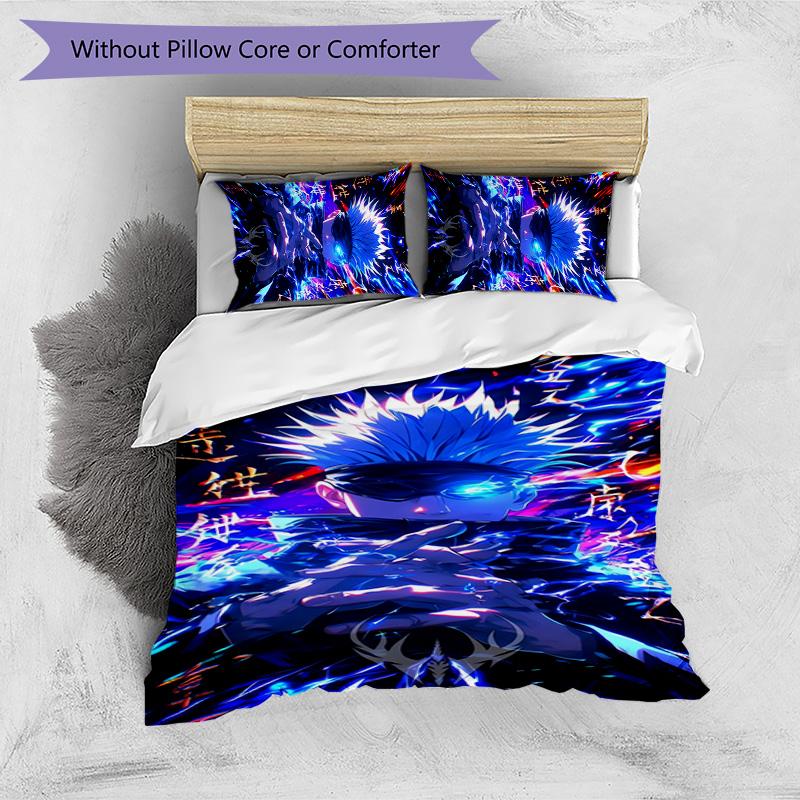 Gojo Satoru Pattern Printed 3PCS Bedding Set, Soft Skin-Friendly Washable Duvet Cover & Pillowcases Set