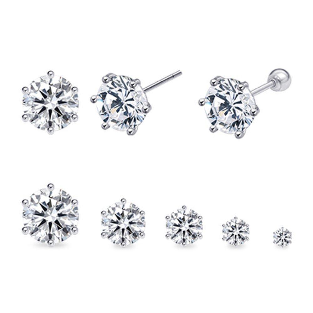 [Goldpang] Silver Brilliant Moissanite Diamond Piercing 2 Pieces 4mm