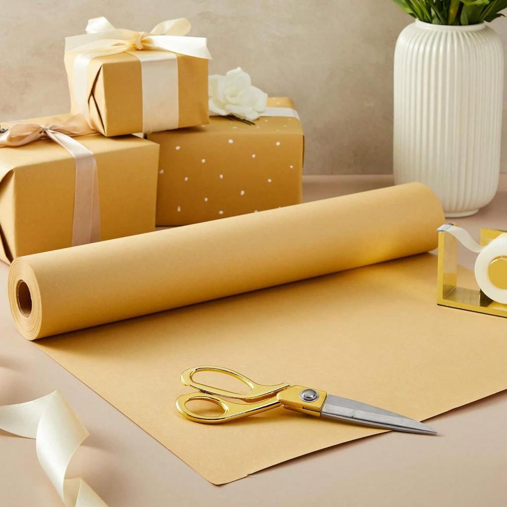 Рулон крафт-бумаги, 30 см*3000 см/12 x 1200 дюймов, обычная коричневая транспортная бумага для упаковки подарков, доски объявлений, мольберта (100 футов)