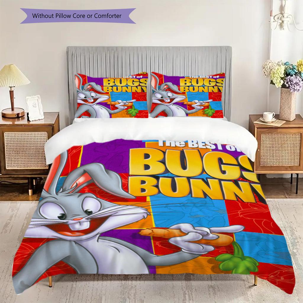 Bugs Bunny Set Cartoon Comforter Pillowcases Bedding 1 Duvet Cover 2 Pillowcase Without Core Christmas Birthday Gift Bedding Set