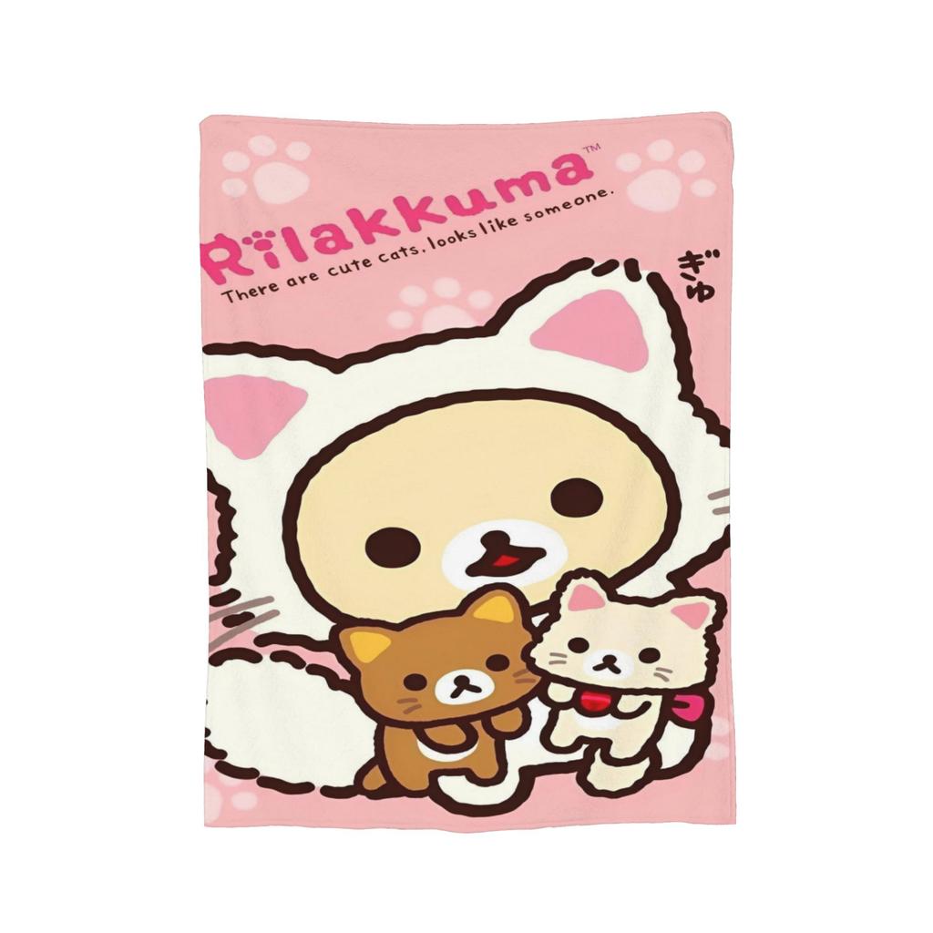 Pink Cute Bear Rilakkuma Blanket Fuzzy Awesome Breathable Throw Blankets for Bed Sofa Winter,