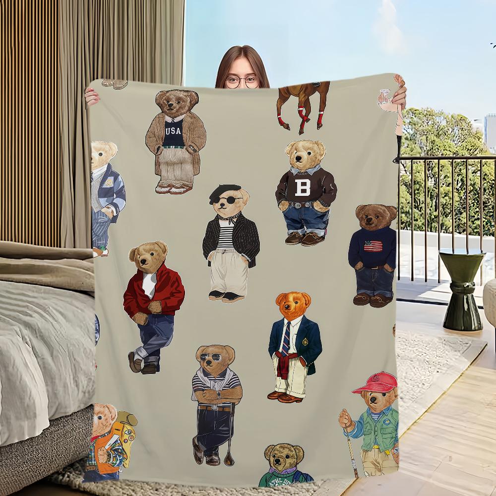 Fashion P-Polo B-Bears Luxury Blanket Soft Comfortable Nap Plush Suitable For Iiving Room Office Bedroom Birthday Home Kid Gift