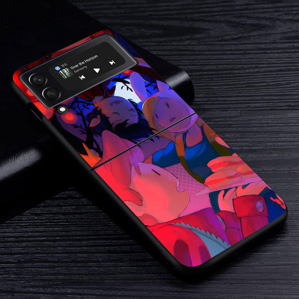 Adventure Fionna & Cake Time Case for Samsung Galaxy Z Flip4 Flip3 5G PC Hard Phone Shell Z Flip 4 3 Black Zflip4 Zflip3 Cover