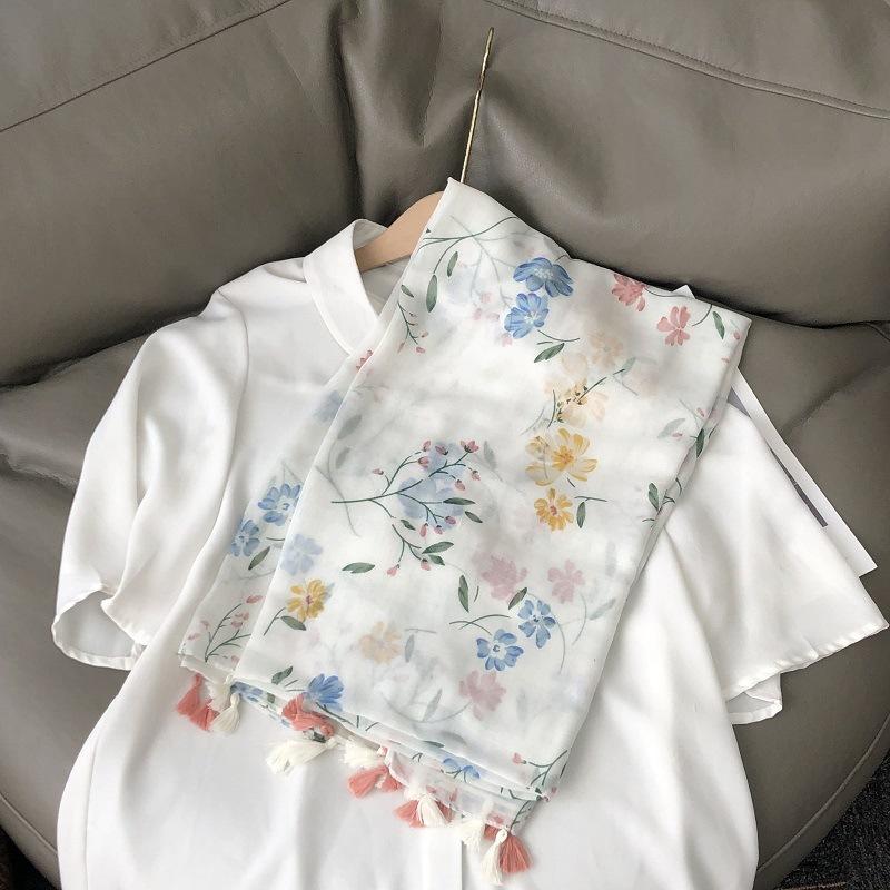 Fashion Luxury Brand Ombre Big Floral Tassel Viscose Shawl Scarf Lady Soft Thin Beach Wrap Pashmina Stole Bufandas Muslim Hijab