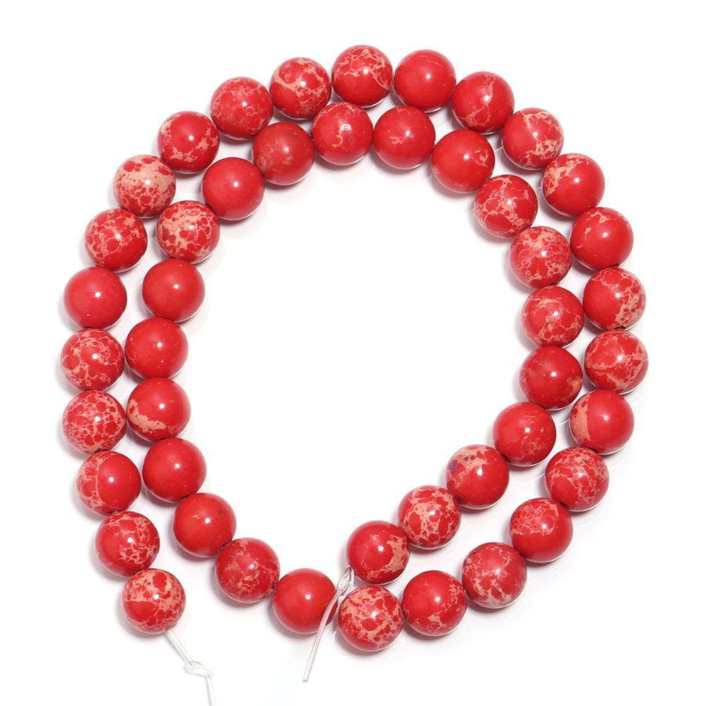 1 Strand 6 8 10mm Natural Stone Beads Colorful Pattern Emperor Stone Round Beads For Jewelry Bracelet Making DIY Necklace Gift