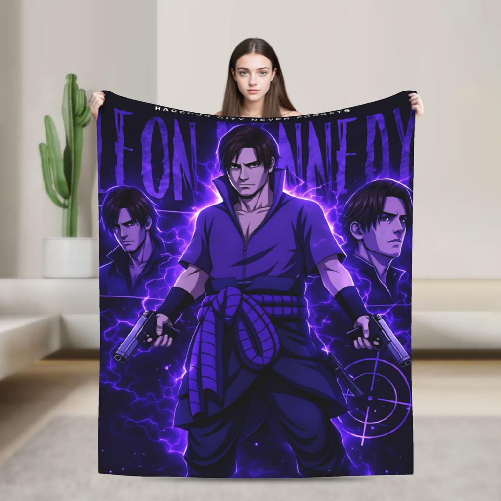 Leon Kennedy Throw Blanket Super Soft Funny Blanket For Couch Chair Travel Flannel Bedspread Bed Cover