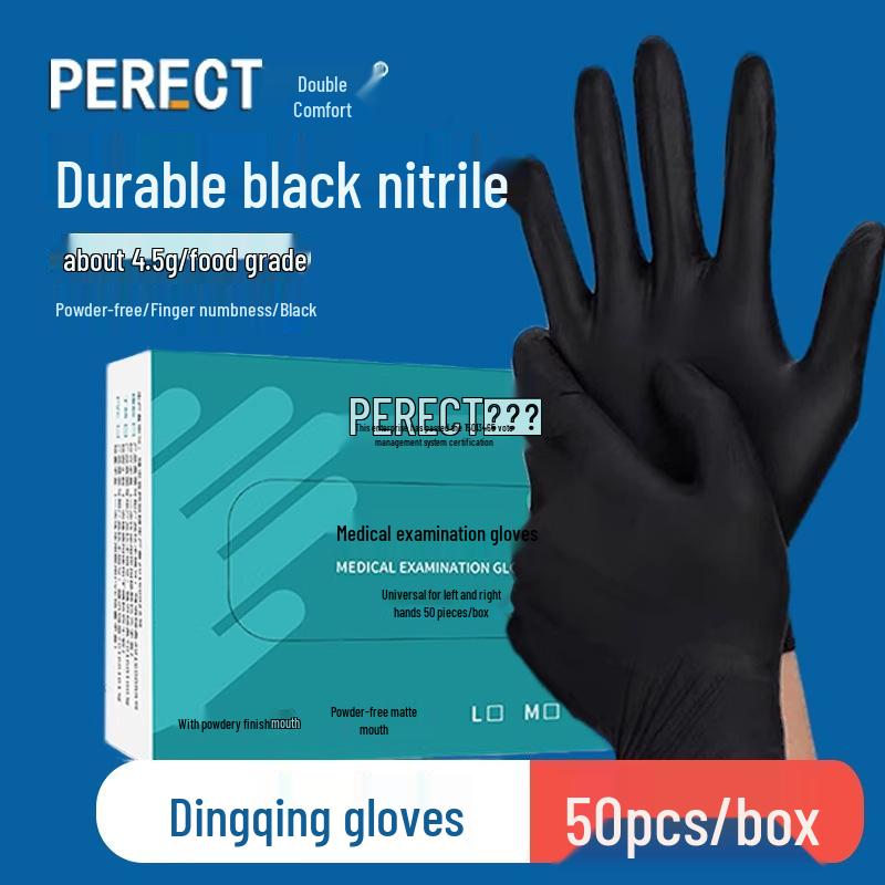 Black Nitrile Oil-Resistant Non-Slip Thickened Disposable Gloves for Industrial and Household Use