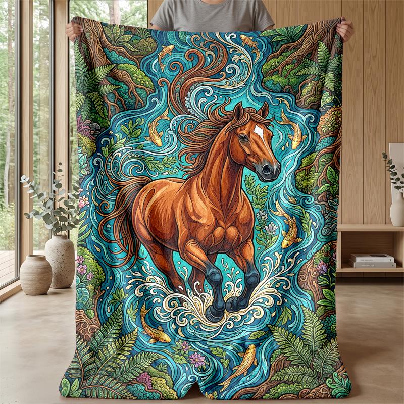 Equestrian Fantasy Journey Theme blanket Lightweight Warm Flannel Blanket Decorative Throw Blanket for Home Decoration