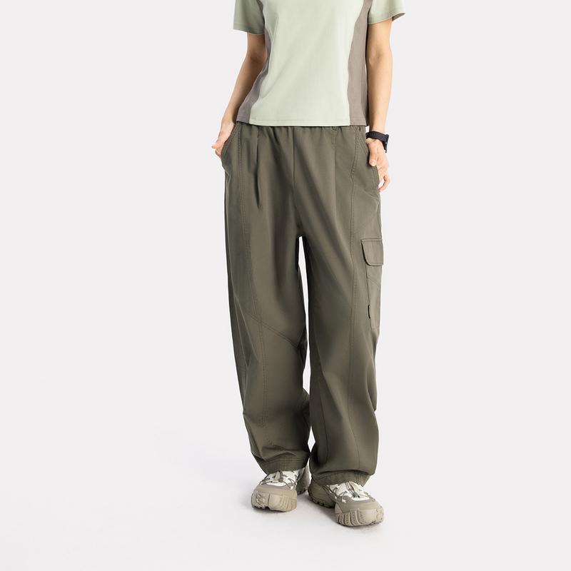 Li Ning CF Outdoor Multi-Pocket Straight Leg Casual Брюки женские низ Tea-Green AKXV074-2