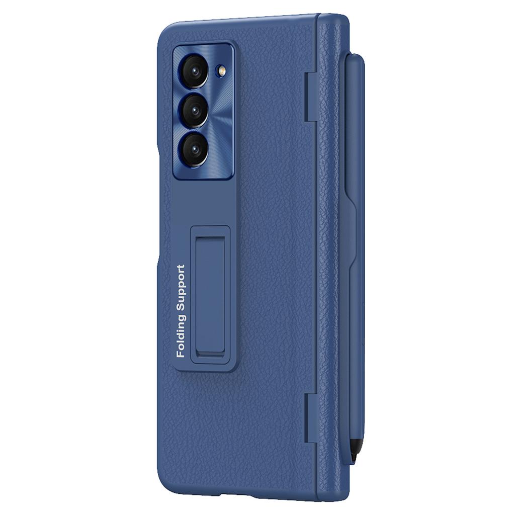 Чехол-подставка для Samsung Galaxy Z Fold6 5G, кожаный+ПК, чехол для телефона со стилусом и защитной пленкой из закаленного стекла
