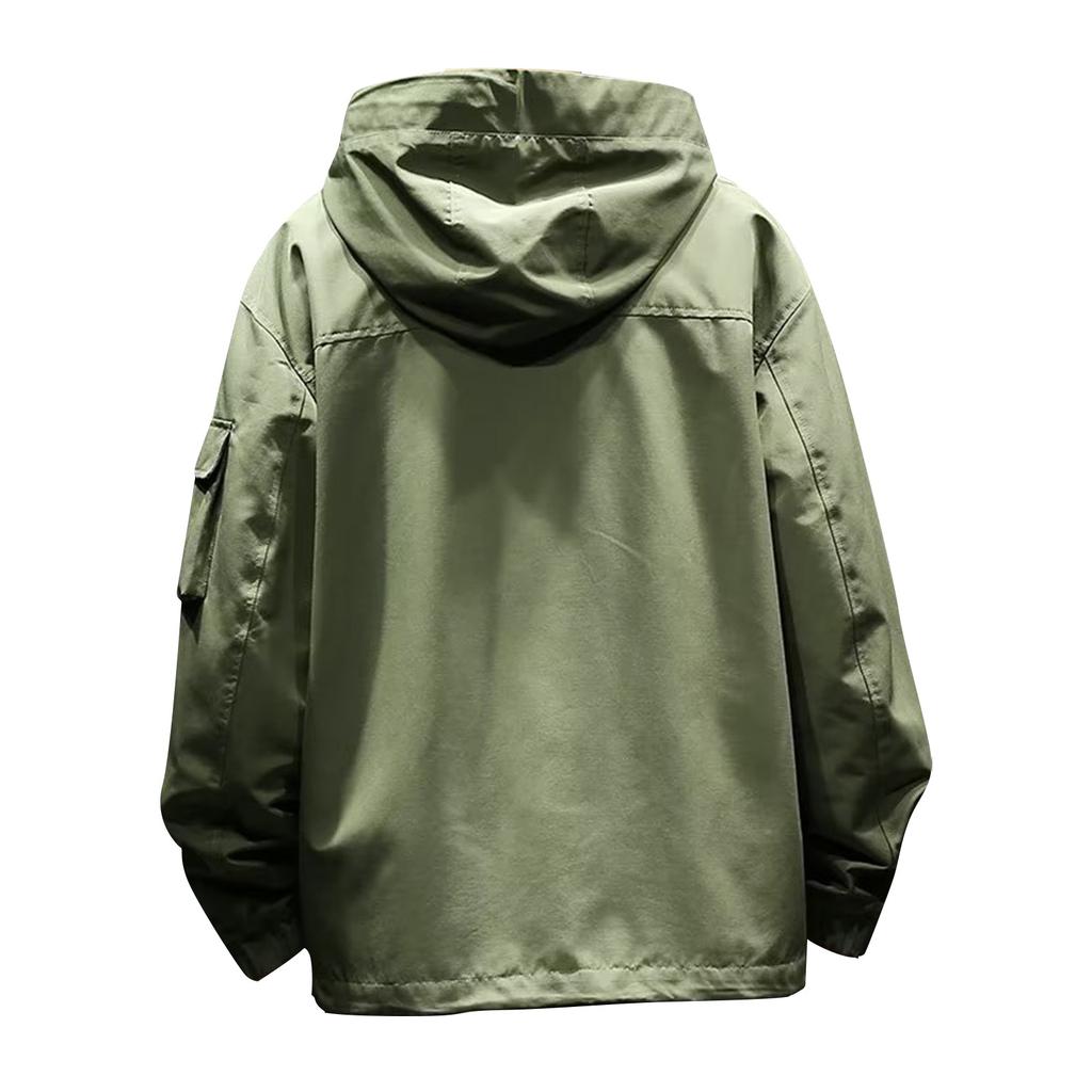 Autumn And Winter Men's Solid Color Outdoor Mountaineering Rushsuit Work Clothes Hooded Coat