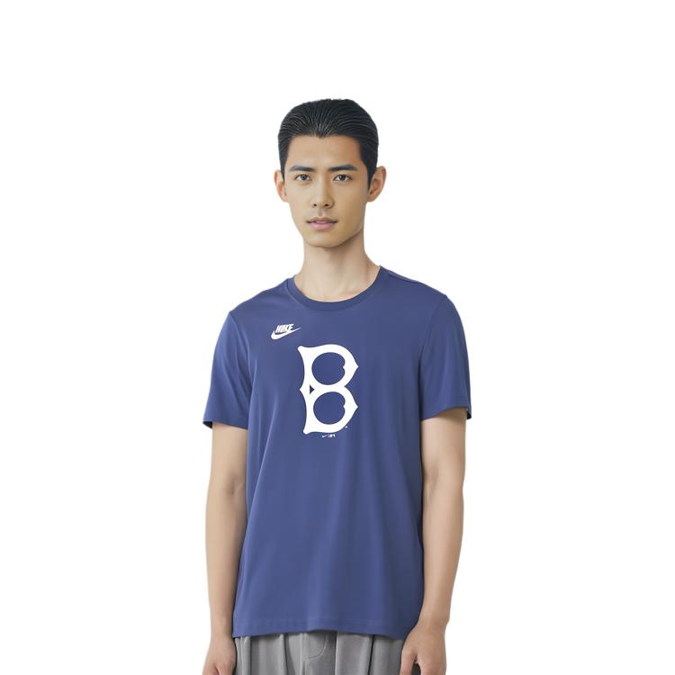 Nike Футболка с коротким рукавом и круглым вырезом с логотипом и надписью X MLB Collaboration, мужские топы, синяя N1994EWKB-UTY