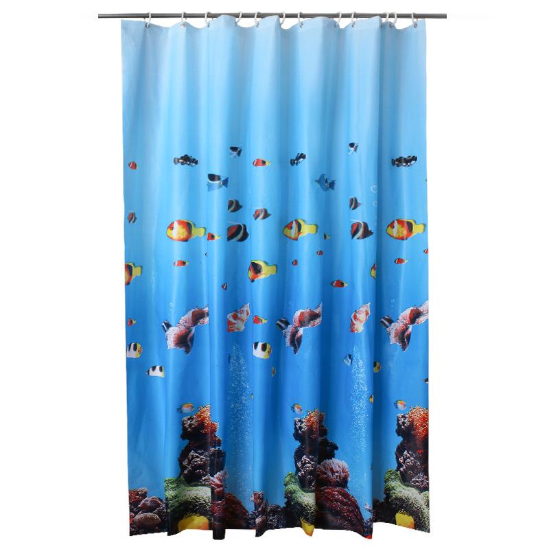 Peva Underwater World Shower Curtain Waterproof And MildewProof Bath Curtain Cloth Free Hanging Ring