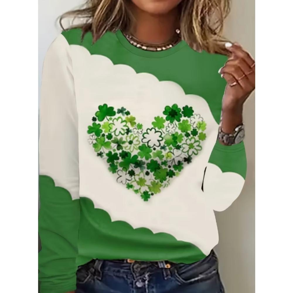 Summer New Fashion Women's Casual Long-sleeved Printed T-shirt Top