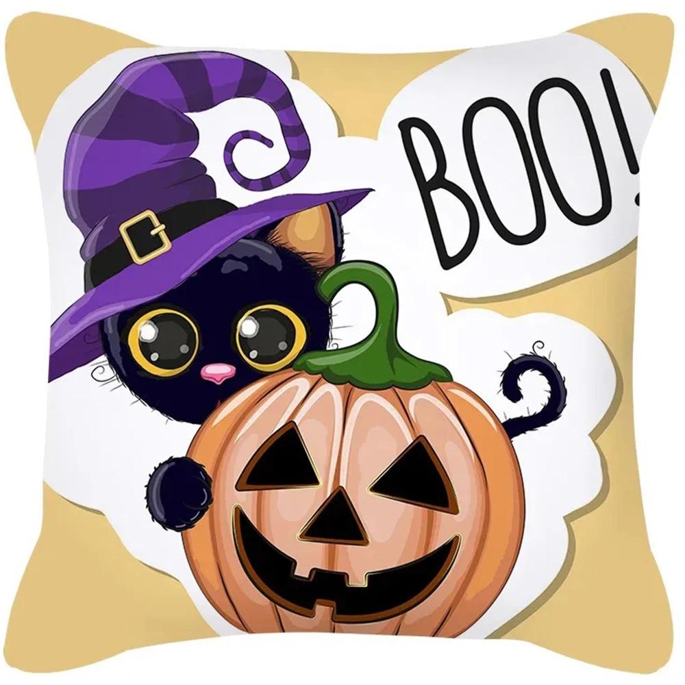Подушка для украшения на Хэллоуин в виде тыквы, кошки, призрака, подходит для украшения дома, гостиной, дивана, комнаты
