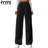 Women's Fashion Casual Solid Color Print High Waist Trousers Pants & Capris