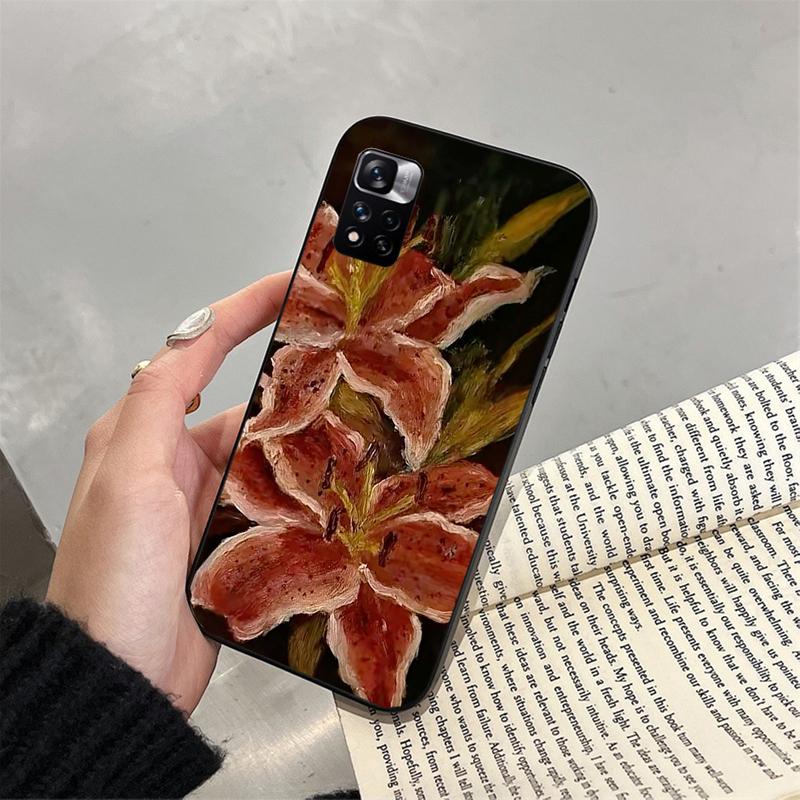 Чехол для телефона для Xiaomi Poco C71 15T 14T Pro Redmi note 15 14 14 13 Pro Redmi A5 15C 13C Масляная живопись Цветок лилии