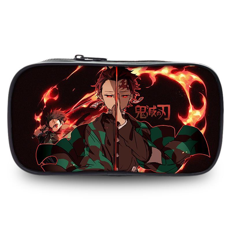 Large Capacity Demon Slayer Pen Bag Stylish Oxford Fabric Stationery Pouch