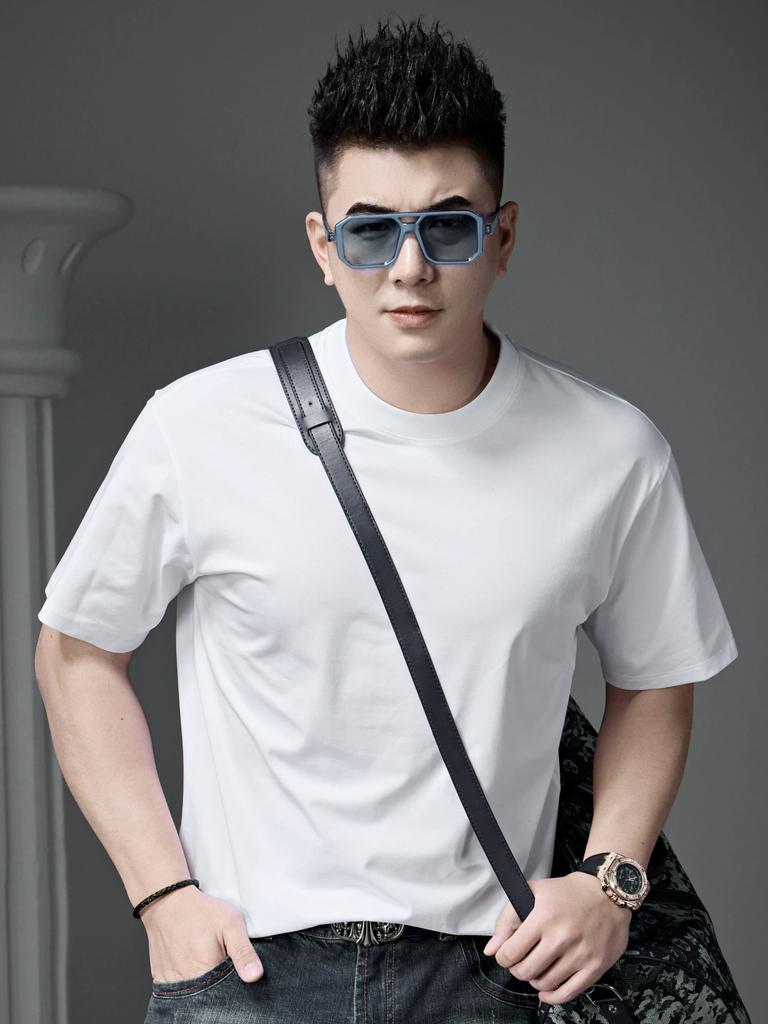 European Trendy Brand 2025 New Short-Sleeved Men's Summer Solid Color Half-Sleeved T-Shirt Men's Loose Top White T-Shirt