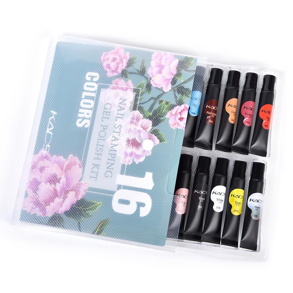 kads 16pcs Stamping Gel Polish Set 8ml Gel Nail Polish for Stamping UV Vanish for Nail Art Stamp Plate Printing Lacquer