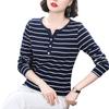 Shirt Women Long Sleeve Striped Shirt Spring Autumn Female Clothes Top Tee Lady -Neck Tops