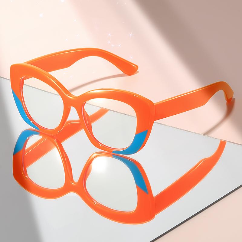 The new artistic style anti-blue light glasses feature cat-eye color-blocking accents, giving a sense of high-end flat light