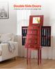 Jewelry Cabinet Armoire, Standing Wood Jewelry Storage Chest with 4 Spacious Drawers, Flip Top Mirror, 4 Top Storage Compartments, Zinc Alloy Handles,