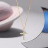 Серебряный крестик 925 пробы с бриллиантом на золотой 18K цепочке для ключиц для женщин