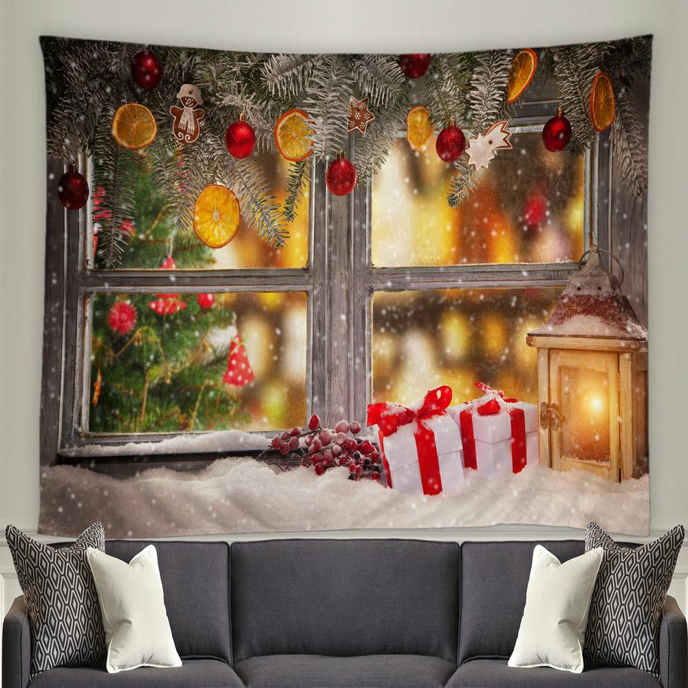 С Рождеством Санта-Клаус, Рождественская елка, камин, гобелен с принтом, украшение для дома, гостиной, спальни, стены, гобелен
