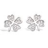 [N6906] - White '4-Leaf Clover' Silver Earrings (rhodium-plated) - 10 Mm