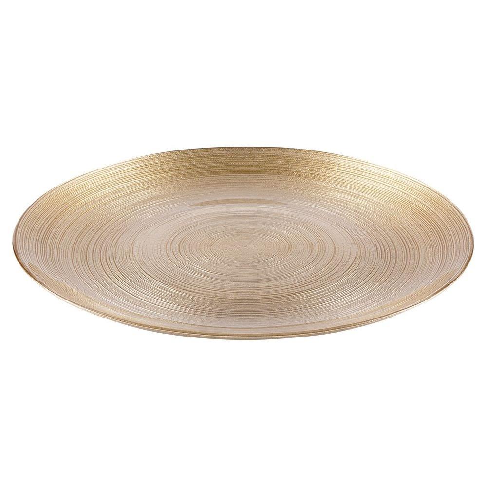 Shallow Glass Dinner Plate, Gold, 28 Cm