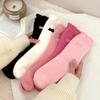 Женские осенне-зимние новые бархатные и толстые теплые домашние носки-гольфы с вышивкой кошки