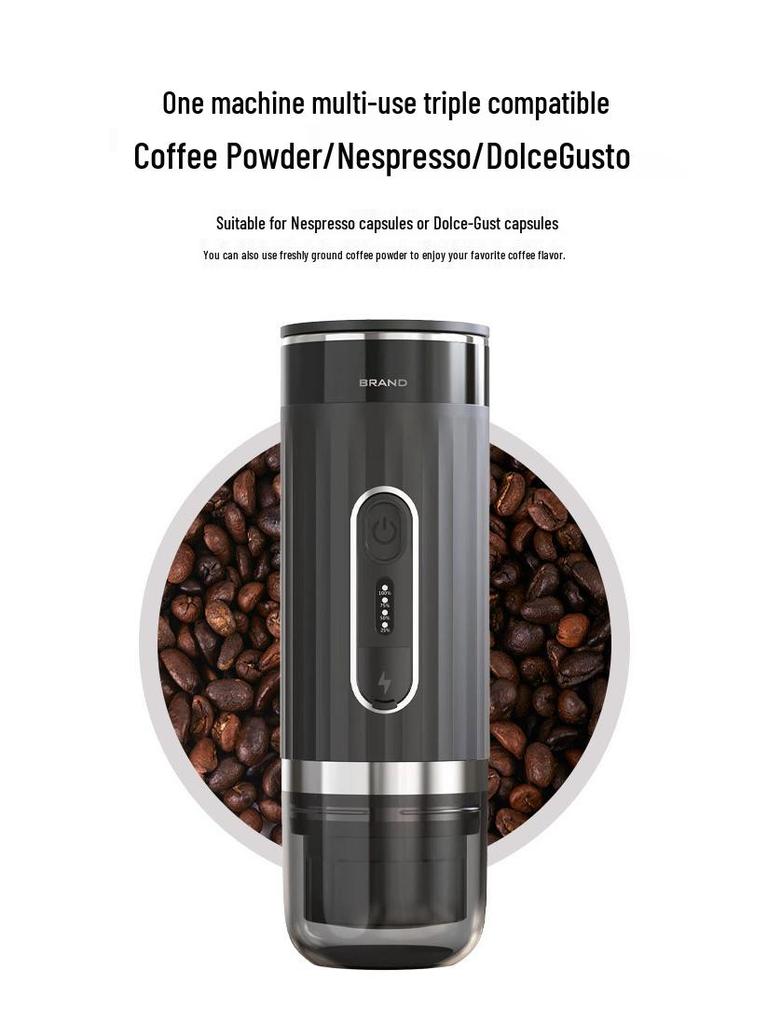 Portable Wireless Espresso Machine for Cars: Fully Automatic Italian Capsule Coffee Maker