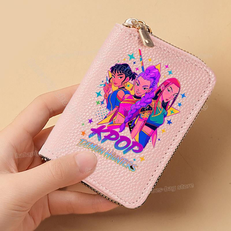 Идеальные K-Pop Охотники на Демонов Женские Короткие Кошельки Искусственная Кожа Держатель для Кредитных Карт Многослотовый Маленький Кошелек на Молнии Женский Клатч Кошелек для Мелочи