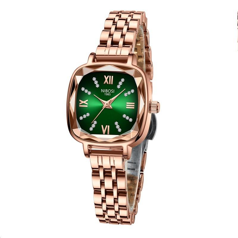 NIBOSI модные винтажные часы с бриллиантами, маленькие зеленые часы, женские часы, французские женские часы от кутюр