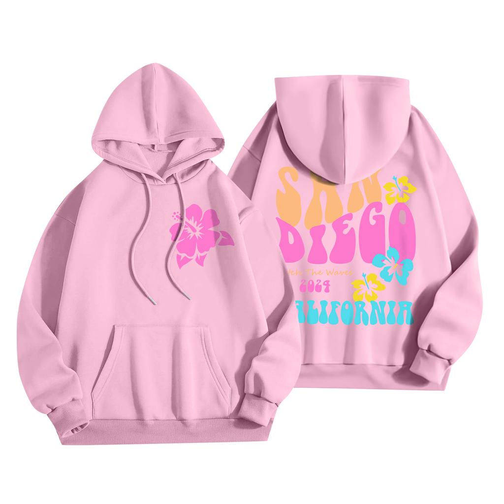 Толстовки для девочек-подростков с длинным рукавом и принтом букв, повседневные графические толстовки с капюшоном, пуловер с завязками, симпатичная толстовка большого размера