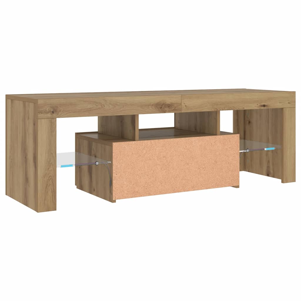 TV Stand with LED Artisan Oak 120 x 36.5 x 40 cm Engineered Wood