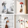 Punch Free Wall Storage Rack Halloween Themed Hook, Decorative Ghost Pattern Key Hanger, Self Small Bag Hanger for Bathroom Adhesive Backing Wood Base