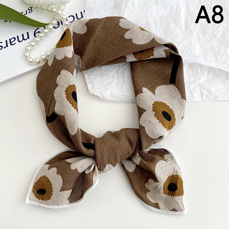 56Cm Ladies Headband Cotton Linen Square Scarf Korean College Girls Elegant Neck Scarves Sun Protection Headscarf